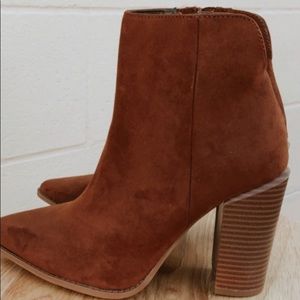 Brown suede booties